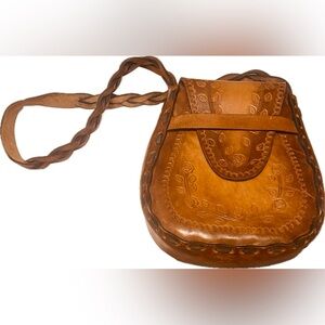 Vintage Hand-Tooled Leather Shoulder Bag